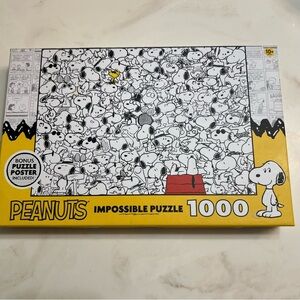Peanuts Yellow and Black Impossible Puzzle Snoopy and Woodstock
